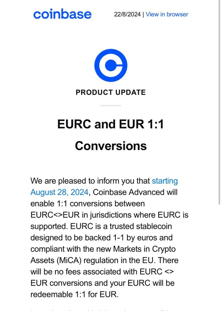 Coinbase EURC and EUR