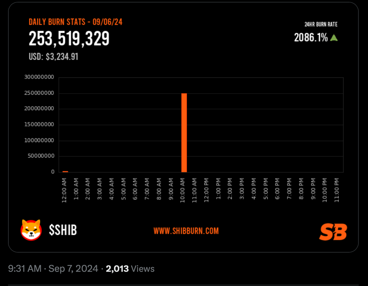 Shiba Inu Coin burn data