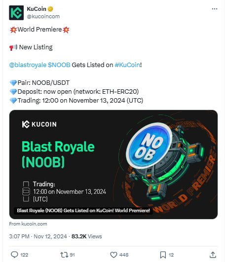 KuCoin Announces NOOB Token Listing, Adds Staking Pools for Blast Royale Fans